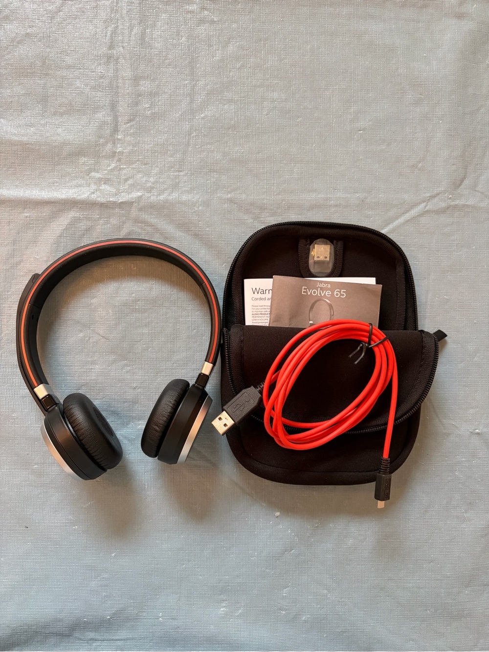 Jabra Evolve 65 Over-Ear Headphones – Black with Red Accents